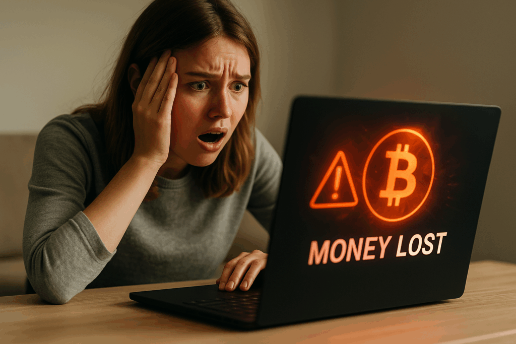 Junge Frau schockiert über Krypto-Betrug – Bitcoin verloren durch Fake-Trading-Plattform