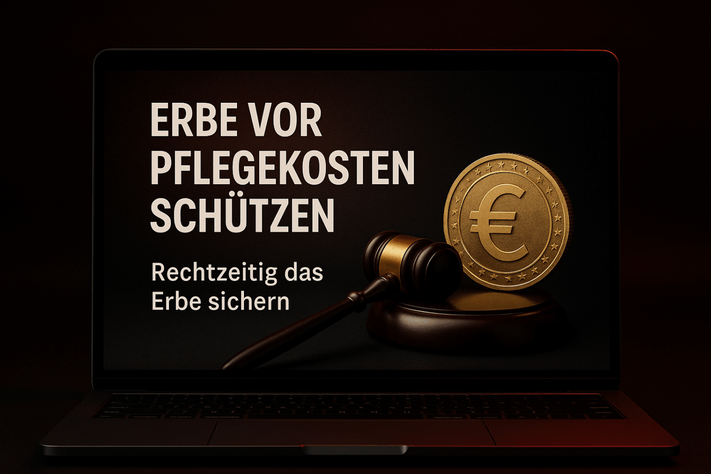 Erbe vor Pflegekosten schützen – digitales Titelbild mit Euro-Münze und Richterhammer