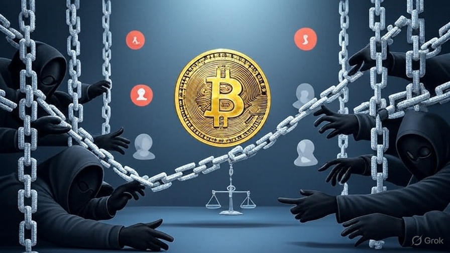 Krypto-Betrug Strafanzeige 2024 – Symbolbild mit Bitcoin, Polizei und digitalen Ketten