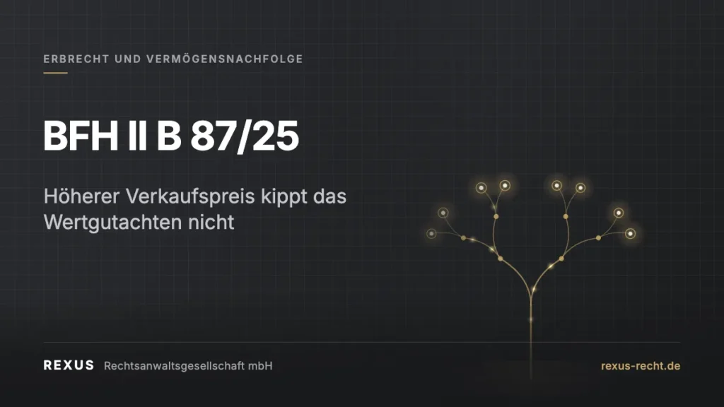 BFH II B 87/25: Gutachten, Grundbesitzwert und Verkaufspreis bei geerbten Immobilien